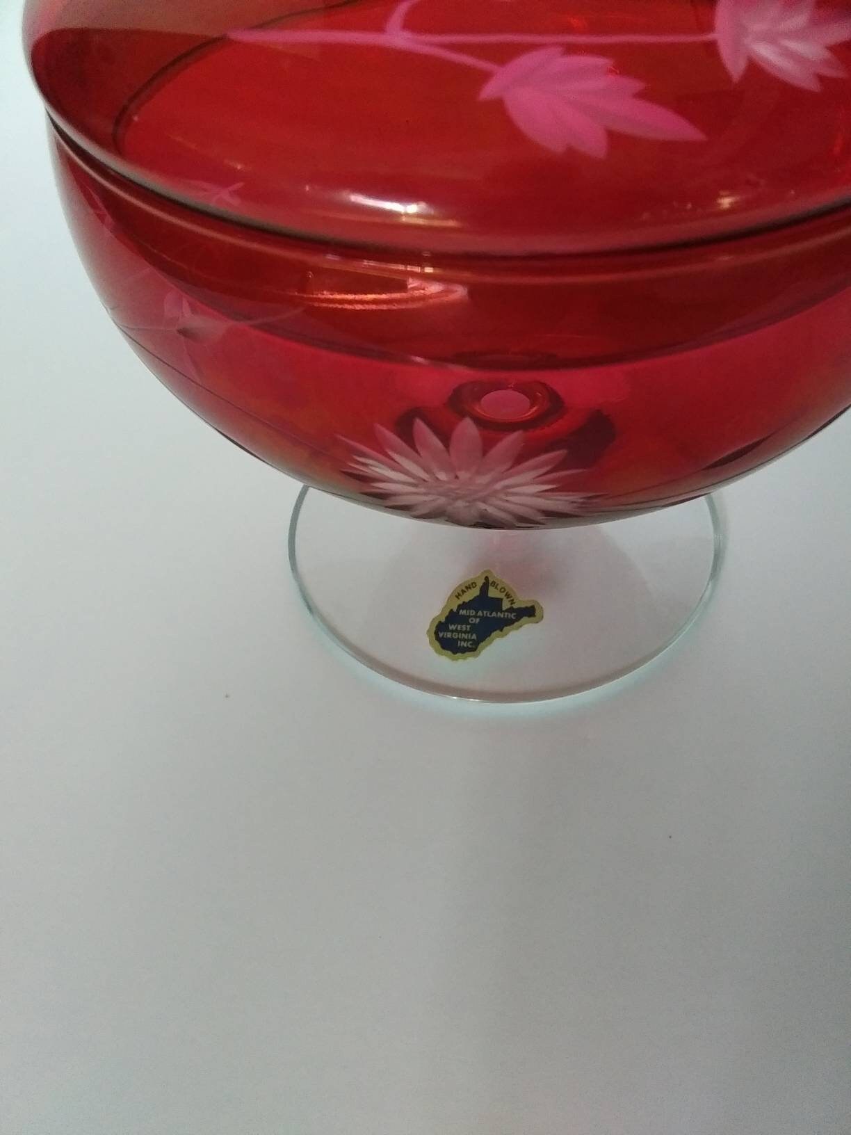 Mid Alantic Vintage Covered Cranberry Candy Dish West Virginia Etsy