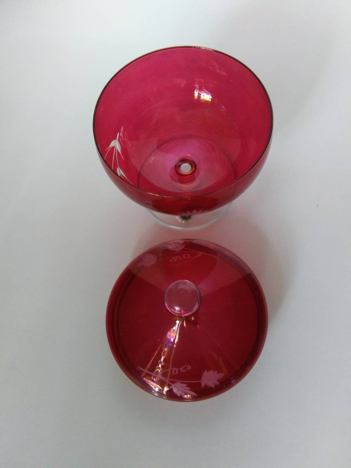 Mid Alantic Vintage Covered Cranberry Candy Dish West Virginia Etsy