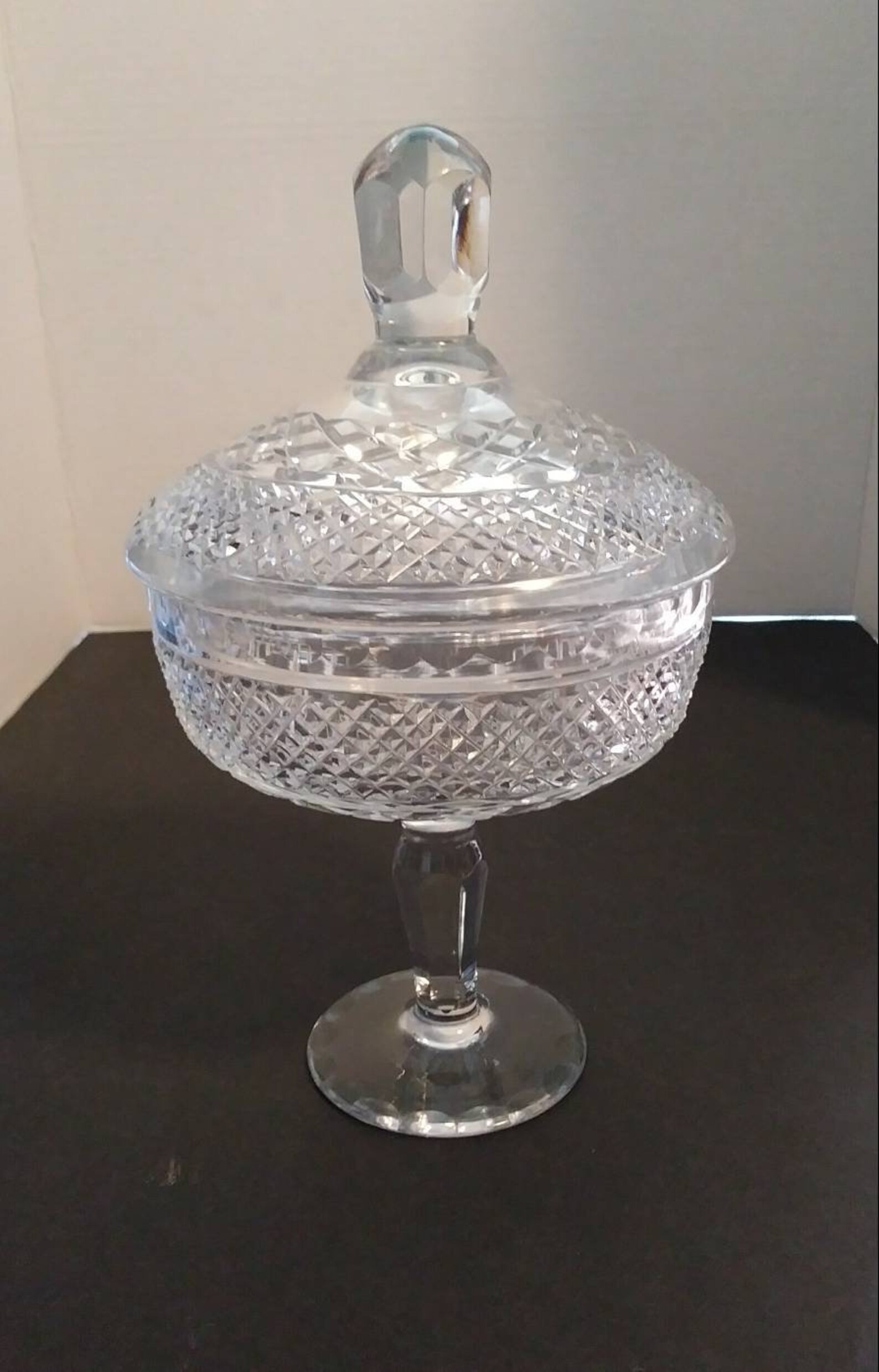 Brilliant period clear leaded crystal cut compote candy dish Etsy