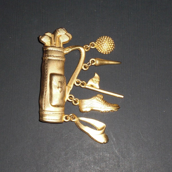 J J Brooch Golf bag Brooch Costume Jewelry Golf Accessories