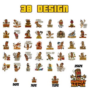 BluntTalk Emote Pack – 38 Funny Stoner Emotes for Twitch, Kick, Discord | English Cartoon Weed Reactions | PNG 56–256px
