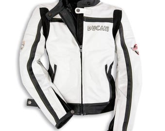 Ducati Jackets Meccanica Leather Vintage Motorcycle Racing Gear for Motorbike Biker Touring Style Jacket  Motorcycle Jacket