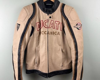 Jaqueta de couro Ducati para motociclista, estilo Meccanica, masculina, vintage, para corrida.