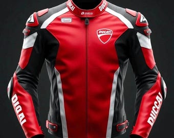 Ducati Motorbike Original Cowhide Leather Jacket, Biker's Racing Motorcycle Jacket - CE-Approved