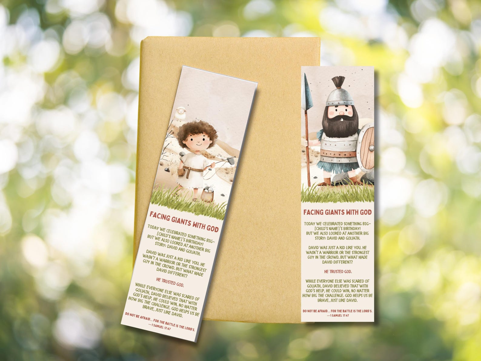 David and Goliath Bookmarks: Faith-based Party Favors (editable Canva ...