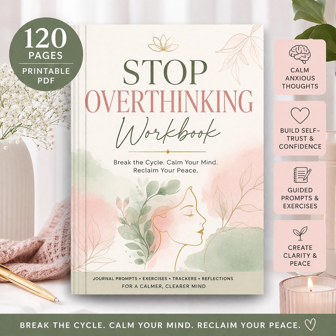 Stop Overthinking Workbook Printable PDF, Anxiety & Self-help Journal ...