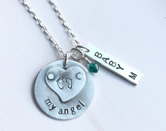 Loss of child, baby remembrance necklace, grief necklace, miscarriage support, sterling silver personalized customized