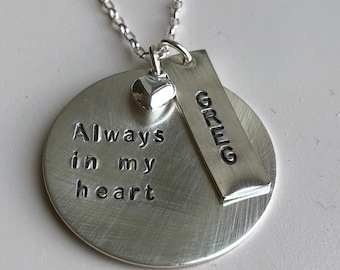 Pet loss necklace, Always in my heart, Remembrance necklace, Grief jewelry, loved ones, Pet loss jewelry. loss jewelry