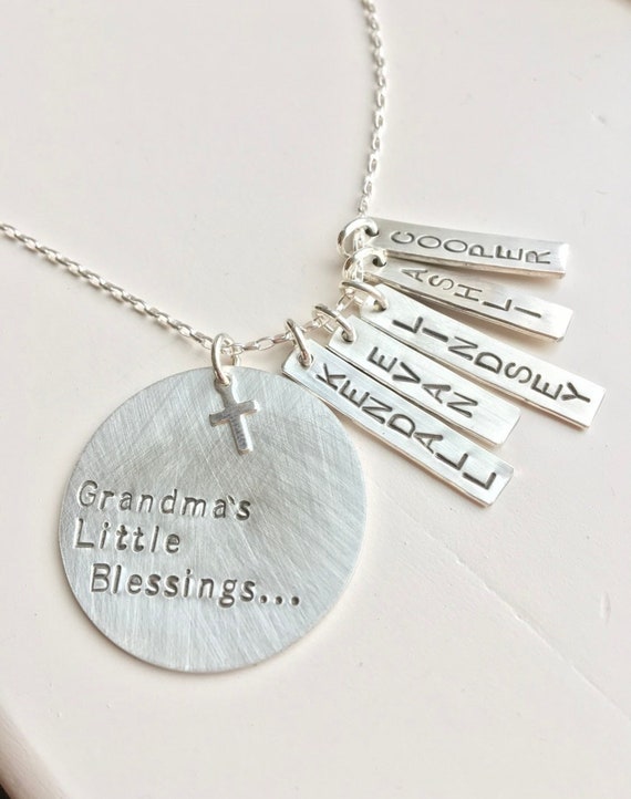 Grandma's Little Blessings Necklace, Sterling Silver Grandchild