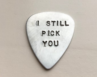 Personalized guitar pick, anniversary gift for Him, boyfriend gift, Christmas gift, Music lover gift, custom metal pick, Dad gift