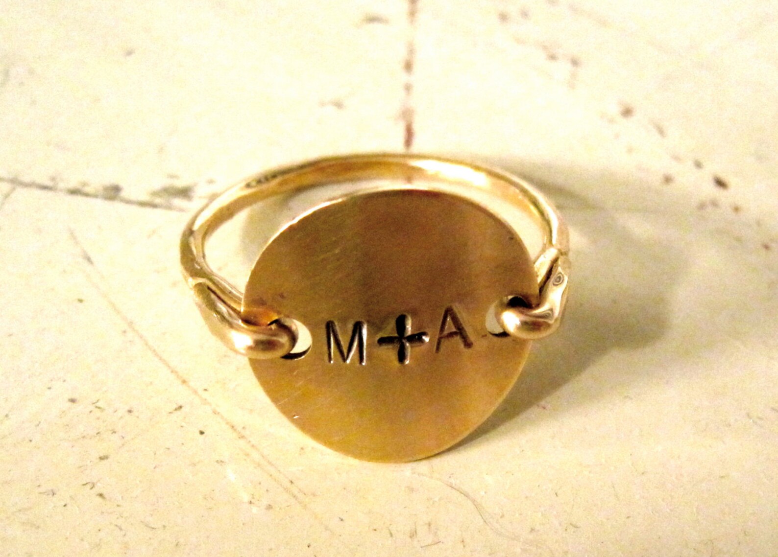 Gold Stamped Ring, Initial Ring, Engraved Ring, Anniversary Gift ...