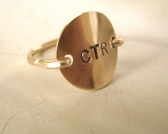 Choose the Right, CTR ring, Gold or silver Initial stamped Ring, couples ring, monogram, personalized gold filled ring, anniversary ring