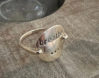 Breath ring, Sterling silver, gold filled, Initial, stamped jewelry, engraved ring, personalized ring, name ring, wire wrapped ring