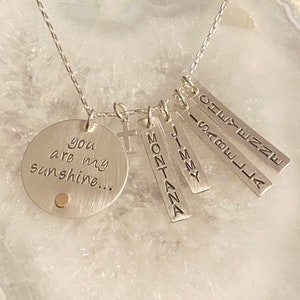 You are my Sunshine, Mommy necklace, Personalized family necklace, engraved jewelry, Custom necklace, children's names, name necklace image 3