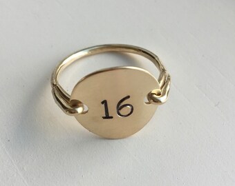 Your favorite number ring, Sterling silver, gold filled, Initial, stamped jewelry, engraved ring, personalized ring, wire wrapped ring