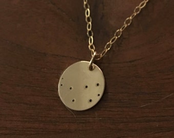 Constellation necklace, Gold stamped, Personalized, Pleiades, Horoscope, Zodiac Charm necklace