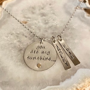 You are my Sunshine, Mommy necklace, Personalized family necklace, engraved jewelry, Custom necklace, children's names, name necklace image 2