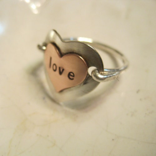Ring Couple Boyfriend Sterling Silver Copper Mixed Metal Etsy