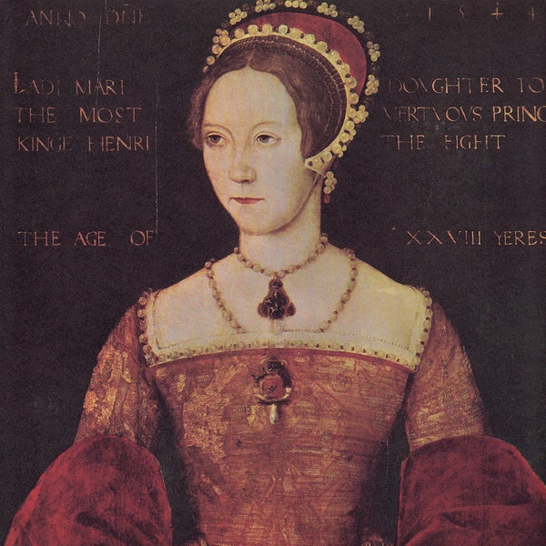 Retrato histórico de la reina María I, grabado vintage de la realeza inglesa, pintura real