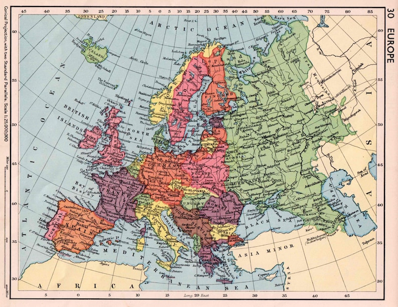 EUROPA Karte 1930er Jahre europäische Karte vor dem 2. | Etsy EUROPA Karte 1930er Jahre europäische Karte vor dem 2. | Etsy