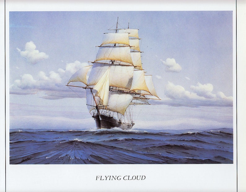 American Sailing Ship Flying Cloud on the Open Seas Maritime Etsy