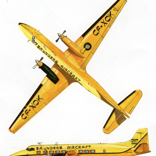 Saunders AIRPLANE print vintage yellow aircraft, airplane decor for boy bedroom