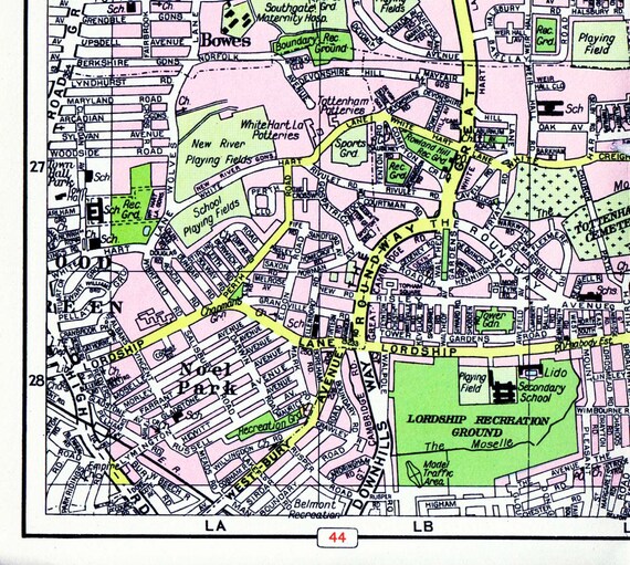 Vintage LONDON Street Map of Tottenham Double Page 1960s Etsy