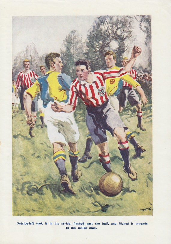 The Football Match 1932 Vintage Print of Soccer Player Etsy