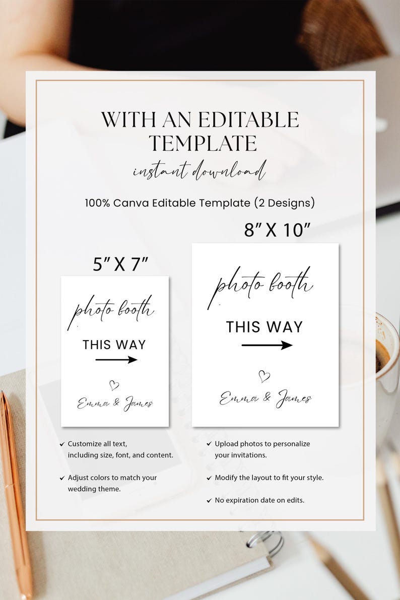 Minimalist Photo Booth Sign Printable, Editable Wedding Photo Booth ...