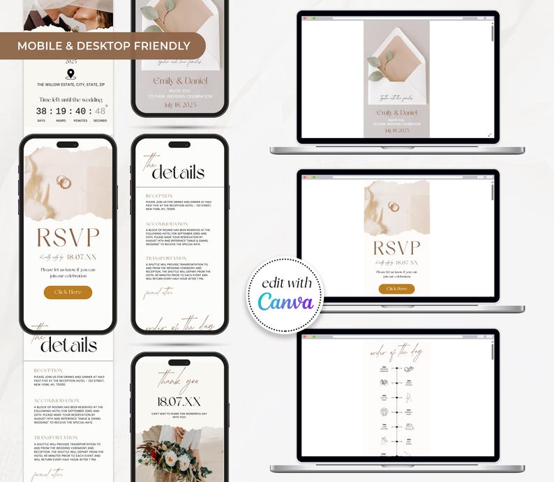 Digital Wedding Invitation with RSVP Trackable Rsvp, Digital Wedding Invite with RSVP, Wedding Invite with RSVP Clickable Online Invite RS03