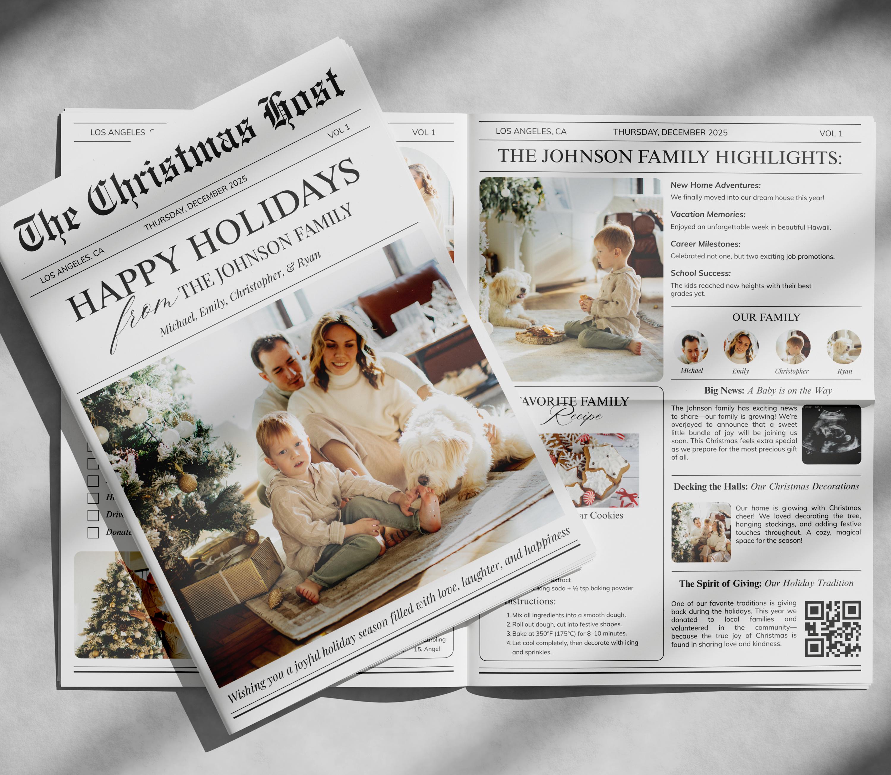 Christmas Newsletter Template Editable, Year in Review Holiday Card ...