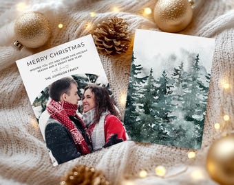 2026 Christmas Card Template, Holiday Photo Cards, New Year Card, Christmas Photo Card, Family Photo Christmas Greeting, Canva