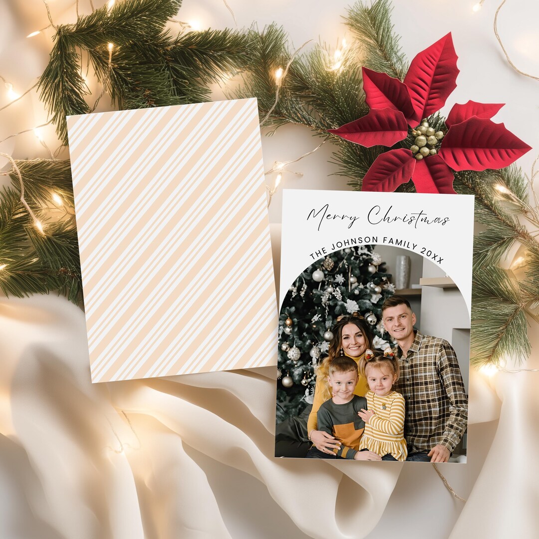 Editable Photo Christmas Card Template, Modern Printable Holiday Card ...