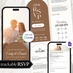 Invitación de boda digital con RSVP rastreable, invitación de boda digital con RSVP, invitación de boda con RSVP clicable, invitación en línea RS04