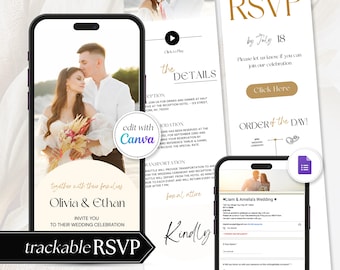 Digitale Hochzeitseinladung mit Antwort-Link, Countdown-Timer, Online Karte, Canva Einladungsdesign, Modernes Digitales WEB Invite, Hochzeitswebsite