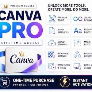 Lebenslanger Zugriff auf Canva Pro | Canva Premium-Designkonto | Über 1 Million kreative Ressourcen | KI-Designtools | Sofortige digitale Lieferung