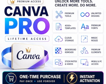 Dożywotni dostęp do Canva Pro | Konto Canva Premium Design | Ponad milion zasobów kreatywnych | Narzędzia projektowe AI | Natychmiastowa dostawa cyfrowa