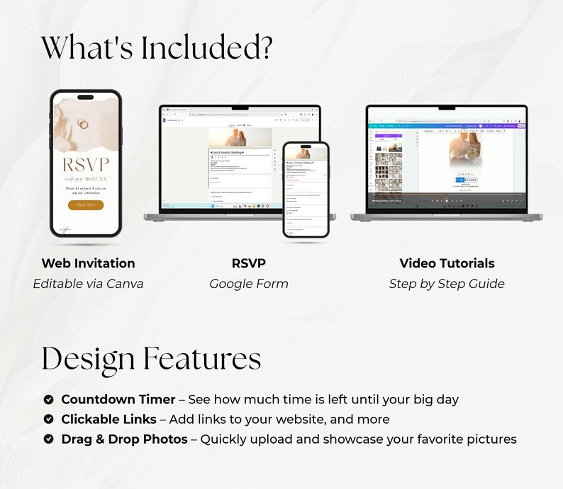 Digital Wedding Invitation with RSVP Trackable Rsvp, Digital Wedding Invite with RSVP, Wedding Invite with RSVP Clickable Online Invite RS03
