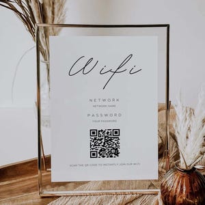 Wifi Code, QR Code Wifi, Connect to Our Wifi, Minimalist Wifi Code Sign, Scan to Connect, Printable Template, Canva Template MW01