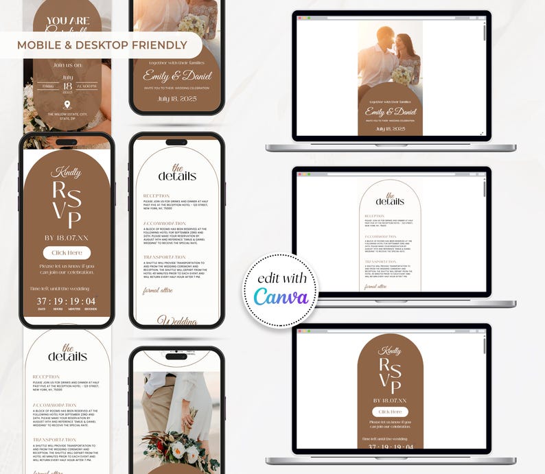 Digital Wedding Invitation with RSVP Trackable Rsvp, Digital Wedding Invite with RSVP, Wedding Invite with RSVP Clickable Online Invite RS04