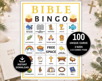 Bible Bingo, 100 Bible Bingo Cards, Bible Stories Bingo, Bible Activity For Kids, Bible Activity, Sunday School Bingo, Christian Bible Bingo