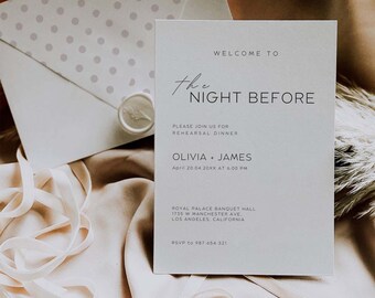 The Night Before Welcome Sign Template, Minimal Rehearsal Dinner Welcome Sign, Welcome to the Night Before, Printable Instant Download MW01