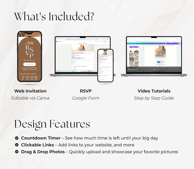 Digital Wedding Invitation with RSVP Trackable Rsvp, Digital Wedding Invite with RSVP, Wedding Invite with RSVP Clickable Online Invite RS04