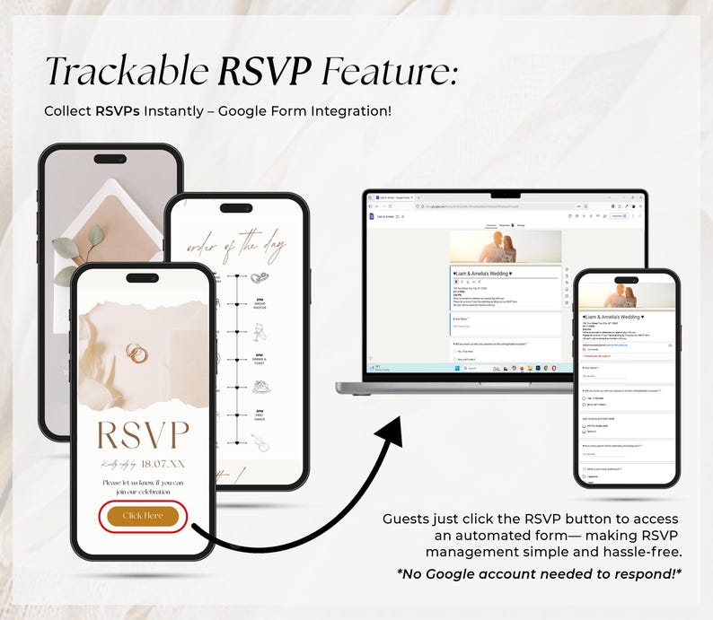 Digital Wedding Invitation with RSVP Trackable Rsvp, Digital Wedding Invite with RSVP, Wedding Invite with RSVP Clickable Online Invite RS03
