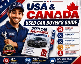 Lista de verificación imprimible para la inspección del VIN, lista de verificación para compradores de autos usados, informe de inspección de autos en EE. UU. y Canadá, guía de inspección de autos usados, descarga de la lista de verificación automotriz en PDF