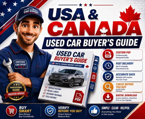 VIN Inspection Printable, Used Car Buyer Checklist, Car inspection report USA Canada, Used Car Inspection Guide, Auto Checklist PDF Download
