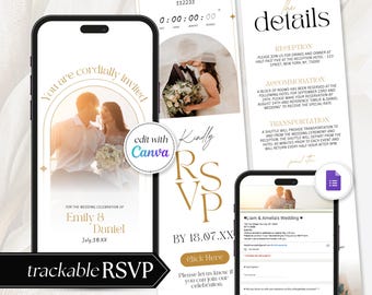 Digital Wedding Invitation with RSVP Trackable Rsvp, Digital Wedding Invite with RSVP, Wedding Invite with RSVP Clickable Online Invite RS06