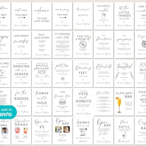 Minimalist Wedding Sign Bundle, Editable Wedding Signs Bundle, Modern Wedding Signage Bundle, 100+ Wedding Reception Signs Canva Template