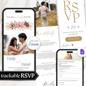 Digital Wedding Invitation, Digital Wedding  Web Invitation, Online Rsvp Wedding Website with RSVP Countdown Timer, Rsvp Form and Map RS08