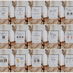 Minimalist Wedding Sign Bundle, Editable Wedding Signs Bundle, Modern Wedding Signage Bundle, 100+ Wedding Reception Signs Canva Template